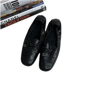 Salvatore Ferragamo Leather Loafer Elastic Driving Shoe Bow